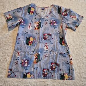 Winnie the Pooh and friends Small holiday uniform scrub top 2 holes